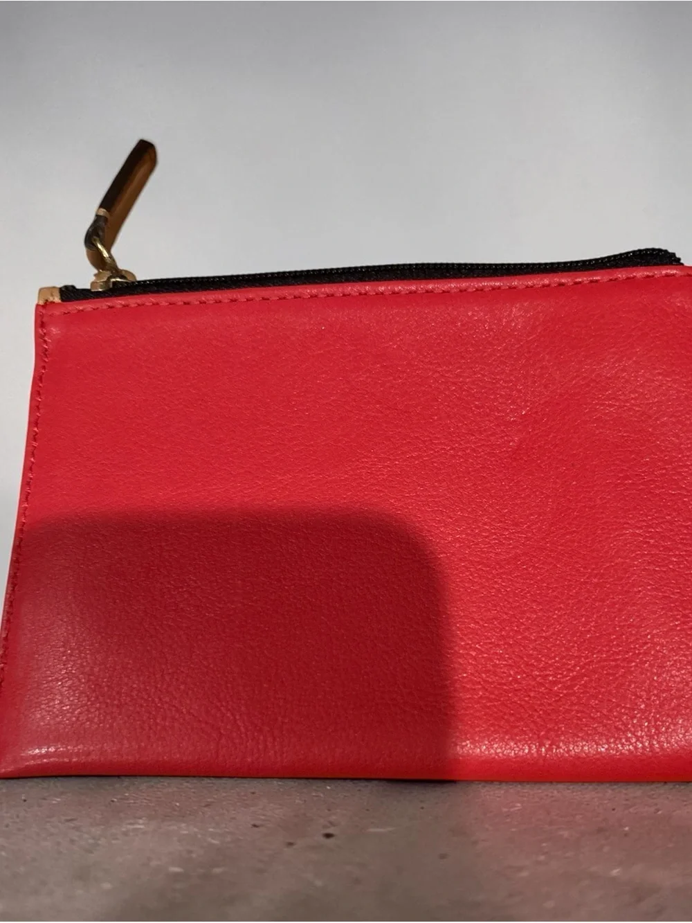 Coach Red Leather Card Pouch with Dark Navy and Tan Pocket plus chain purse